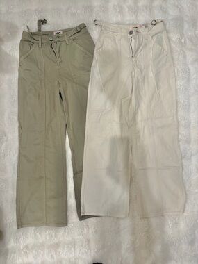 SO Wide-Leg Trousers in Olive Green and Cream